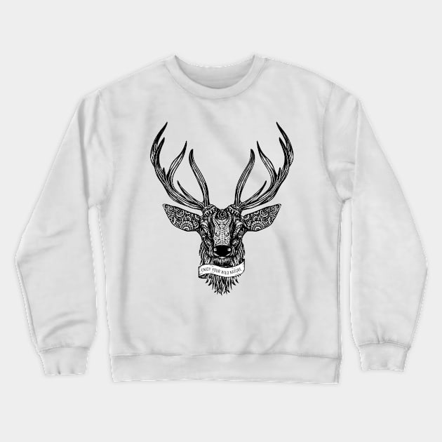 Deer Illustration Crewneck Sweatshirt by TomCage